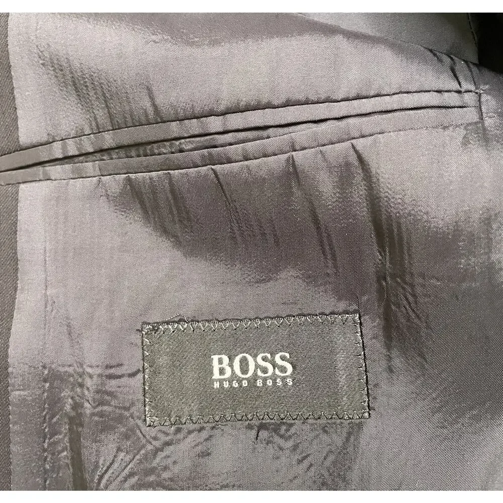 Hugo Boss Pant Suit Mens 38R Black Wool Jacket Pants Einstein Fit Lightweight